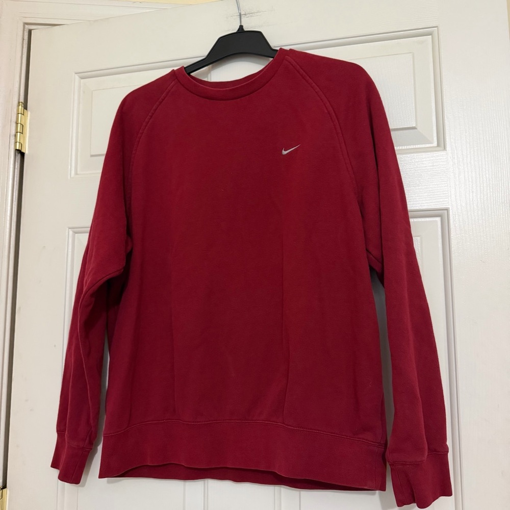 Nike Men’s Crimson Dark Red Swoosh Crewneck Sweatshirt Size Large L